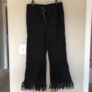 Black fringe pants